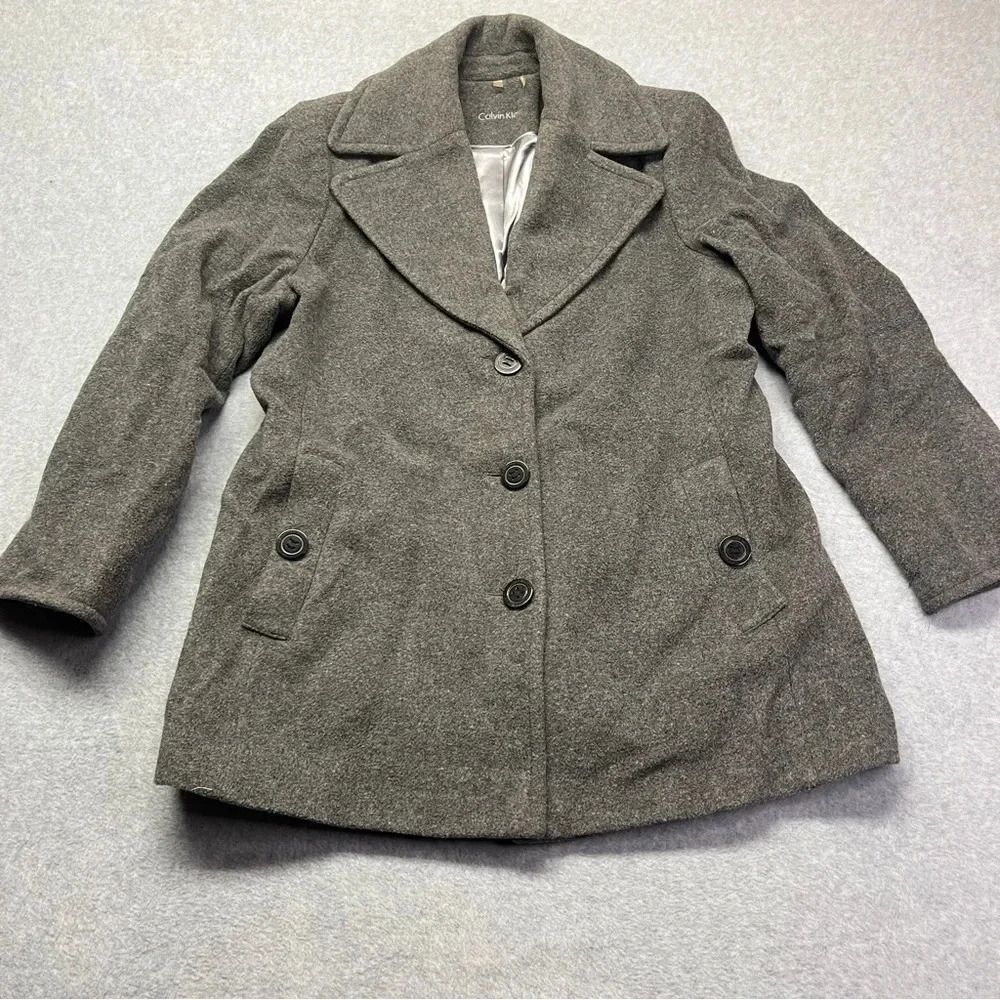 Calvin Klein Women’s Wool Blend Peacoat Jacket Gray vintage size L‎